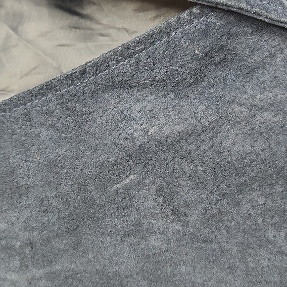 Navy Blue Suede Vest with Silver Buttons Men's - Picture 4 of 6